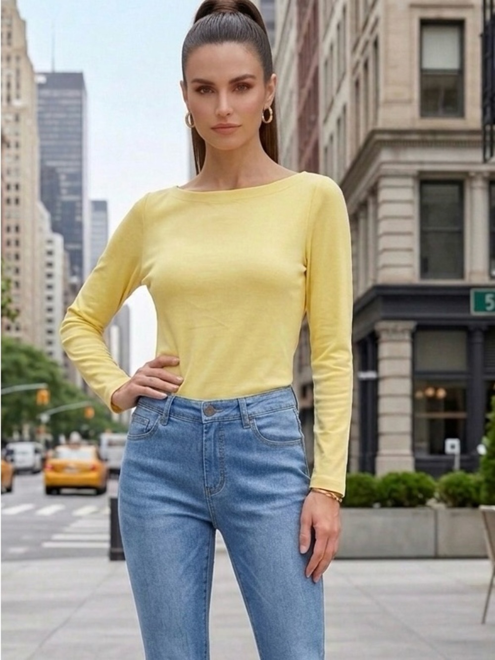 NWOT Gap Yellow Long-Sleeve Boatneck Top